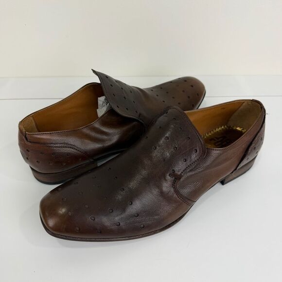 Anthropologie Other - Area Forte Brown Leather Perforated Italian Loafers Dress Shoes EU 45 New